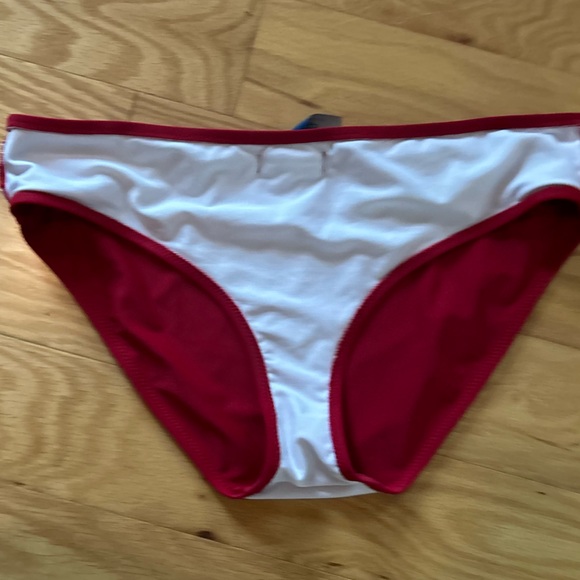 Baltex Bikini Bottoms Red w red & white striped belt Gold Emblem Size 14 - Picture 9 of 10